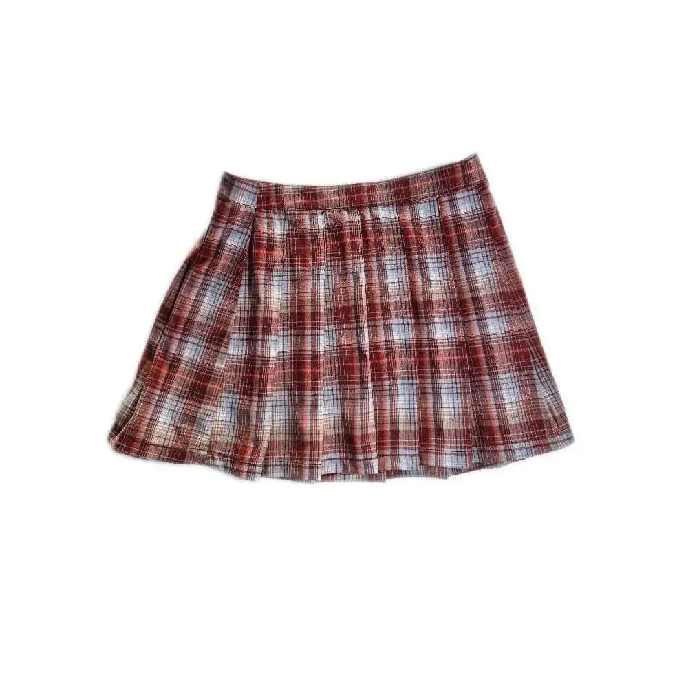 American Eagle Womens Skirt Sz 12 Plaid Schoolgirl Y2K Pleated Brown Mini NWT